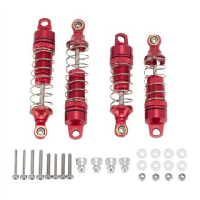 4 Stuks Metalen voor en Achterschokdemperveerdempers voor Losi 1/18 -T 2.0 2WD Stadiontruck Upgradeonderdelen Rood