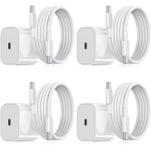 4-pack - Oplader compatibel met Samsung - Snellader - Adapter + Kabel 20W Wit, één maat (NT) 4-pack, compatibel met Samsung