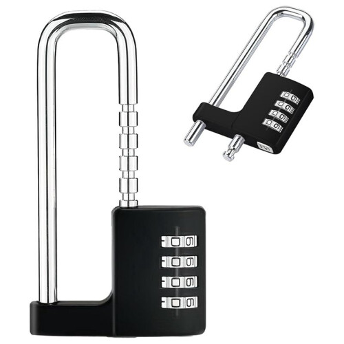 Combination Padlock Outdoor, Waterproof Heavy Duty Padlock with Code, Multifunctional Adjustable Long Padlock- Black 1