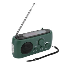LED Camping Flashlight Radio Solar Powered Hand Crank AM/FM Emergency Phone Charger Compact Survival Light