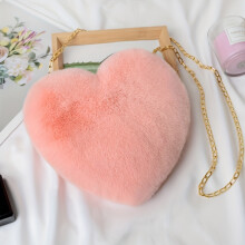 (Pink) Neue Damen-Umhängetasche, kurze Plüsch-Umhängetasche, exquisite und kleine Make-up-Tasche, Valentinstagsgeschenk,