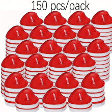 (Red, 150pcs/pack) Herzförmige Teelichter |Palmwachskerzen mit Einzeldocht, ideal für Valentinstag, Hochzeit, Geburtstag, romantisch