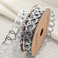 (Silvery) Hohles Herz-zu-Herz-Spitzenband |1 Rolle 900 cm Backkuchen-Verpackungsband – Valentinstag-Blumenstrauß-Luftschlange