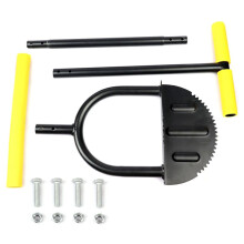 Saw-Tooth Edger Lawn Tool, Half Moon Lawn Edger with T-Grip, Sidewalk Grass Long Handled Step Edger, 38Inch Black Yellow