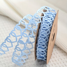 (Light Blue) Hohles Herz-zu-Herz-Spitzenband |1 Rolle 900 cm Backkuchen-Verpackungsband – Valentinstag-Blumenstrauß-Luftschlange
