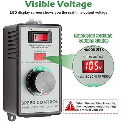 US Plug,AC Motor Speed Controller,15A Max, AC Electric Fan Variable Speed Controller Electronic Voltage Regulator 2