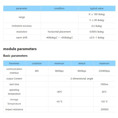 Industrial Grade 0.1 Degree Dual-Axis Inclination Sensor 6DOF Inclination Sensor SINAT Angle IMU Accelerometer 2