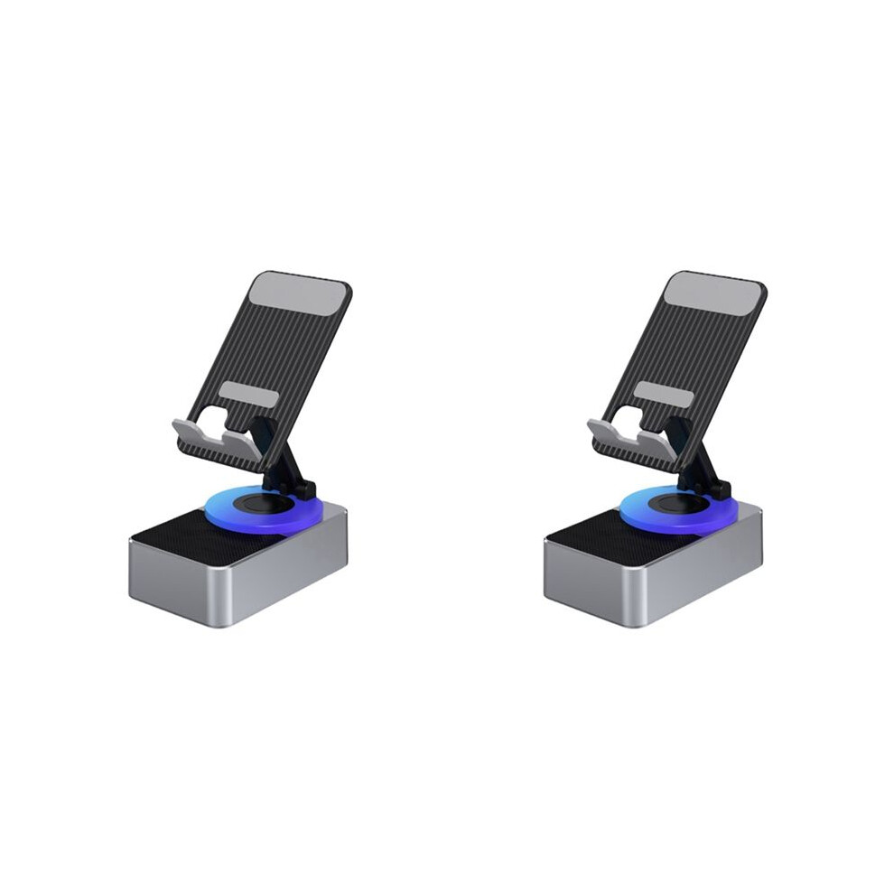 2X 3-In-1 Mobile Phone Holder, Audio Power Bank, Call Speaker, Multi-Function Foldable Rotating Desktop, Gray 6033286072045