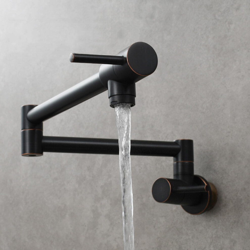 Retractable Kitchen Faucet Wallmounted Pulldown, Spacesaving, Doublehandle, Orb A 9347817639216