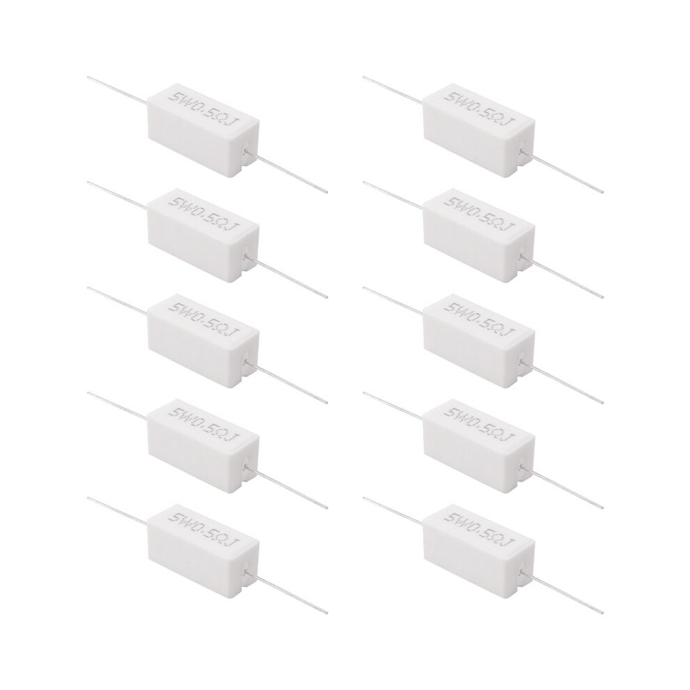10 Pcs Axial Lead Ceramic Cement Resistor 0.5 Ohm 5W 4713617457681