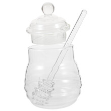 Small Honey Jar Set, 250ml Glass Honey Pot with Spoon, Ideal for Kitchen Storage and Honey Serving
