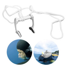 Freediving Nose Clip with Anti-Lost Strap, Plastic & Silicone, Silver