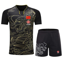 (Flag Black 1 SET, Child S) NEW Sports CHINA Dragon Table Tennis Jerseys Shorts Men Women Child Kids Ping Pong Jersey Table Tennis Shirt Sets Sport