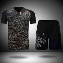 (Black 1 SET, Child XS) NEW Sports CHINA Dragon Table Tennis Jerseys Shorts Men Women Child Kids Ping Pong Jersey Table Tennis Shirt Sets Sport