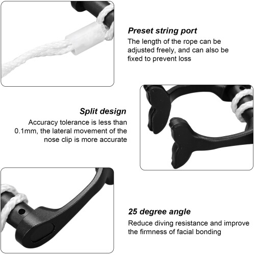 Swimming Nose Clips with Strap Black Anti-Lost Feature for Diving Practice 1