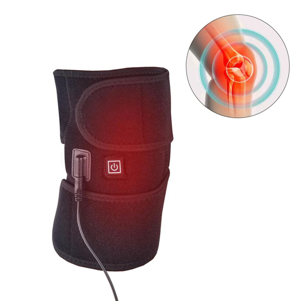 Knee Heating Pad with Heat Therapy Benefits, USB Powered Heated Knee Brace for Warm Compress and Adjustable Temperature Pain Management, Electric