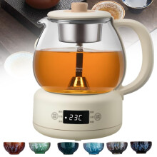 Electric Tea Kettle Glass 1L with 6 Cups, Intelligent Temperature Control and 8h Keep Warm