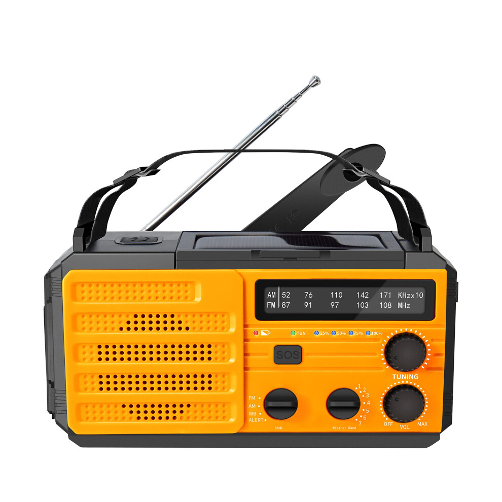 Emergency Radio V3 Solar Crank, Am/Fm Noaa Weather Alert, Usb Charger, Led Flashlight, 4000 Mah, Yellow 9347817641141