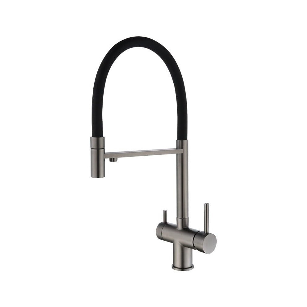 3Way Water Filter Faucet Durable Stainless Steel Kitchen Sink Mixer With Builtin Filter, 1 Hole Swivel Spout, Gray 9382693412812