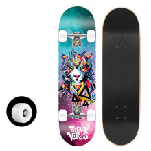 Skateboard 31x8 Inch 7Layer Maple DoubleKick Deck Trick Longboard For Beginners Colorful Tiger