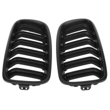 F30 Grill, Front Hood Kidney Grille For- 3 Series F30 F31 F35 2012-2018 (Double Slat Matt Black Grill, 2-Pc Set)