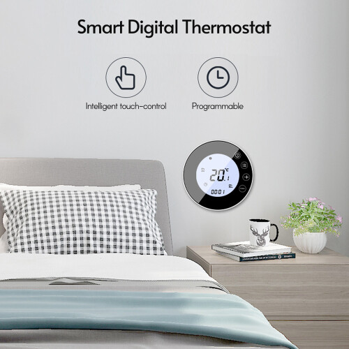 Programmierbarer intelligenter digitaler Thermostat mit LCD-Touchscreen, ABS/PC, 8,8 cm Größe 1