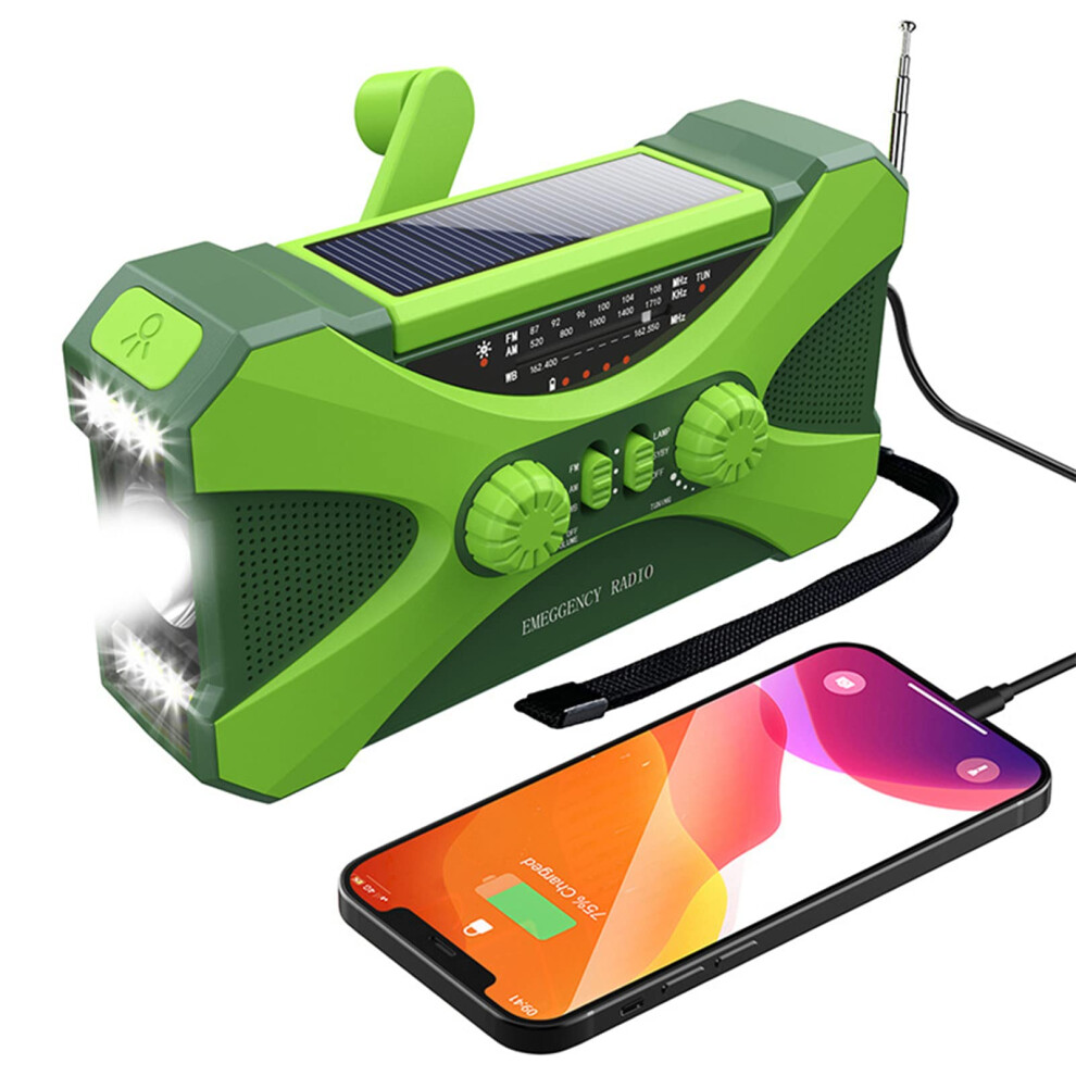 Emergency Weather Radio 10000mAh Solar Hand Crank NOAA Alert AM FM SW with LED Flashlight and SOS