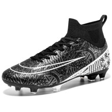(Black FG, 43) Men Football Boots Futsal Outdoor FG/TF Professional Unisex Soccer Shoes High-quality Grass Training Sport Ultralight Non-Slip
