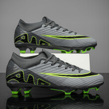(Gray Green FG, 35) New Mid-top Men Match Sneakers Football Boots Cleats Soccer Shoes High-quality Hot-selling Non-Slip FG/TF Futsal Indoor