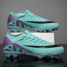 (Green Purple FG, 40) New Mid-top Men Match Sneakers Football Boots Cleats Soccer Shoes High-quality Hot-selling Non-Slip FG/TF Futsal Indoor