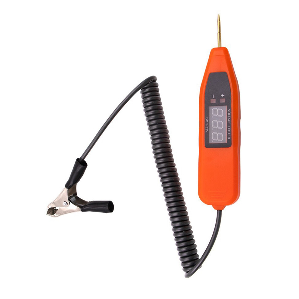 5-32V Digital Lcd Voltage Tester Probe For Automotive & Marine, Orange/Black 4671376452708