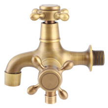 Solid Brass Vintage Tap, Wall Mounted Single Handle With Double Water Outlet Design And Ceramic Valve Core For An Elegant And Efficient Addition To