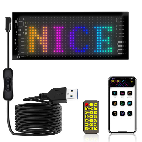 LED Display Sign for Cars and Trucks, Bluetooth Programmable RGB Screen with App Control