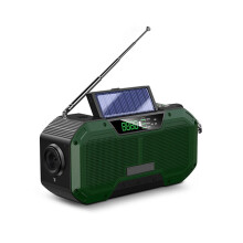 Emergency Weather Radio with NOAA and Phone Charger, Waterproof Hand Crank Solar Radio with SOS Alarm and LED Flashlight, Green