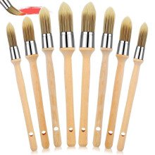 8 Pieces Trim Paint Brush with Wooden Handle Round Painting Tool Paint Brushes for Corner House Wall Edges Art