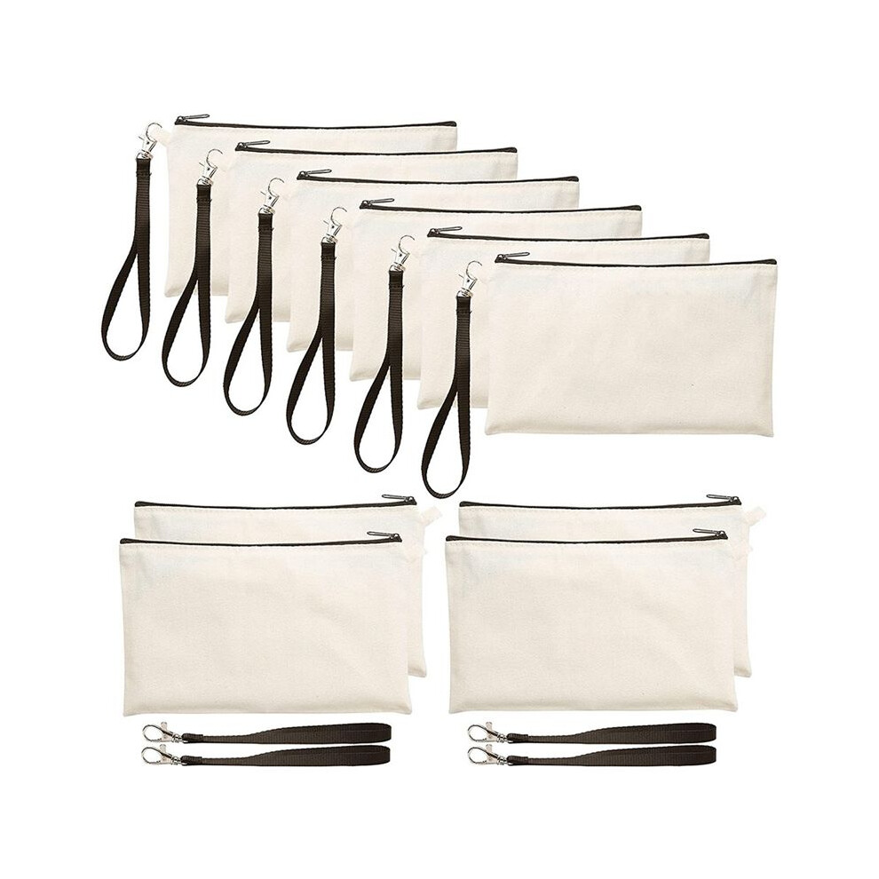 White 10Pack Sublimation Blank Cosmetic Bags Makeup Bags With Wristband For Diy Zipper Pencil Bags 8.3 X 5.1 In