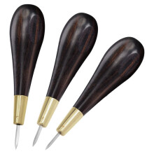 Diamond Shape Stitching Awl Black Wood Handle Leather Sewing Awl Kits Handmade Sewing Tools DIY Stitcher Taper