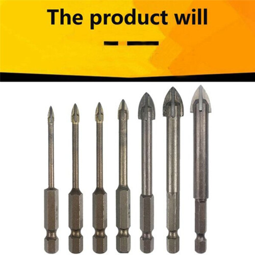 Tile Drill Bit Concrete Cement Drill Bit Multi-Function Punch Hole Opener Four-Edged Triangular Drill Bit Set Carbide 1