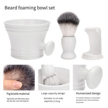 White Plastic Shaving Brush Bowl Men'S Beard Care Foam Mug Bowl with Handle Facial Cleaning Tools