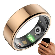 Smart Ring with Heart Rate Monitor, Waterproof Sleep and Activity Tracker Ring for Men and Women Gold 10#