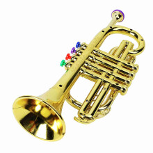 Giocattolo Educativo per Bambini: Tromba con 4 Tasti Colorati - Finitura Dorata, Giocattolo Musicale