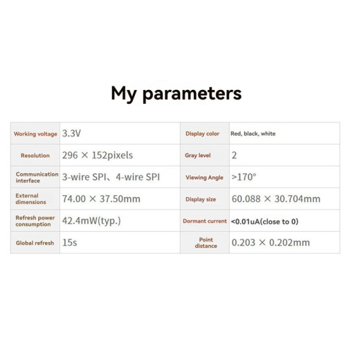 Waveshare 2.66inch E-Paper Display Module for Raspberry Pi , 296x152 Resolution Tri-Color (Red, Black, White), SPI Interface 2
