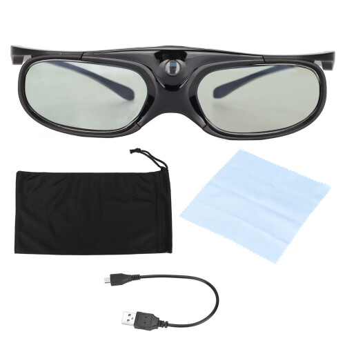 3D LCD Glasses 1080P Wide Angle 178 Rechargeable Black 1