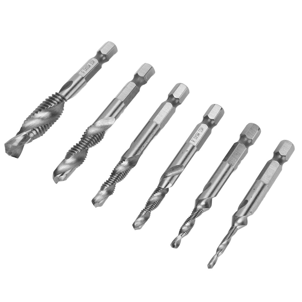 1/4In Hex Shank 6Pcs Spiral Drill Tap Set M3-M10 For Versatile Use 8701376457574