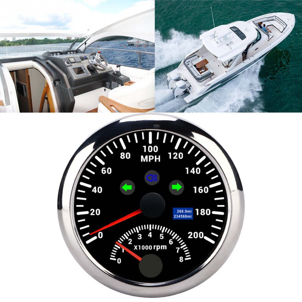85Mm Gps Speedometer Tachometer 0-200Mph 0-8000Rpm Backlight Red 9371376458377