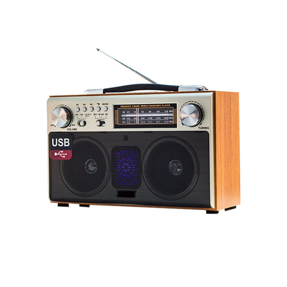Retro Bluetooth Speaker With Fm Am Sw Radio, Vintage Wooden Design, Usb Tf Aux Playback, Rechargeable 9382693417411