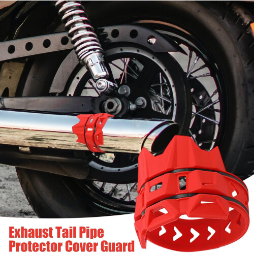 Heat Resistant Motorcycle Exhaust Guard AntiScald Tail Pipe Protector Ring Universal Red 1