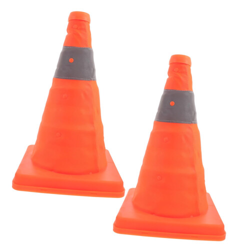 Reflective Traffic Cones Folding 2Pack, Portable Plastic Cones for Parking Lots, Roadside Emergencies, Construction