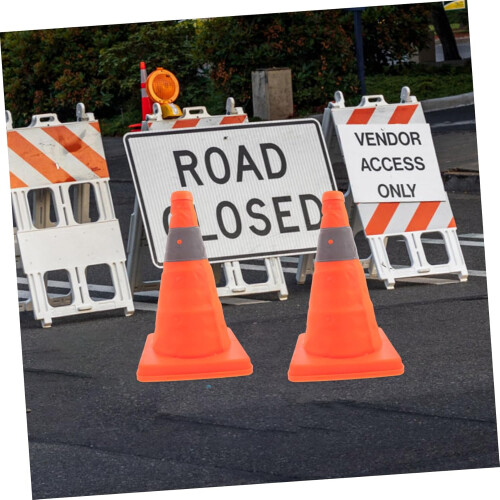 Reflective Traffic Cones Folding 2Pack, Portable Plastic Cones for Parking Lots, Roadside Emergencies, Construction 2