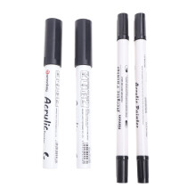 Pcs Acrylic Paint Pen, Black Paint Pen Dual Tip(Hard tip 1mm and soft tip 3mm), for Rock, Wood, Pebbles, Glass, Ceramic, Stones, Fabric, Canvas,